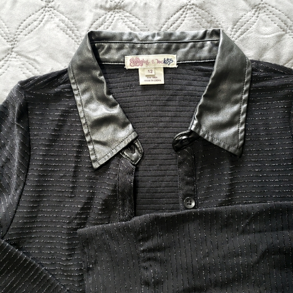 Ragdoll & Rockets faux leather collar shirt